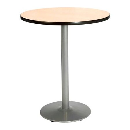 Kfi KFI 42" Round Bar Height Restaurant Table, Natural Table/Silver Base T42RD-B1922-SL-NA-38